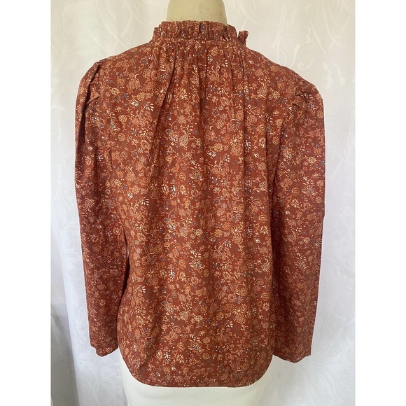 NWT House of Harlow 1960 Nicole Richie Top Blouse Floral Wallis Rust Lon… - Picture 4 of 7
